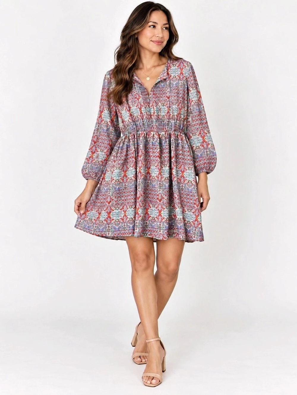 Forever 21 Paisley Mini Dress in Blue & Red Size Large